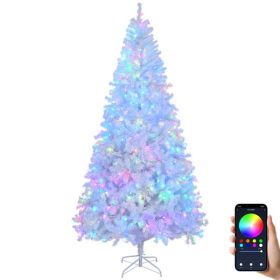 8 FT Pre-lit Artificial Christmas Tree, APP Controlled Xmas Tree Hinged Branches With 500 RGB Lights And 1500 Branch Tips, For Holiday Party Stor (Option: As picture)